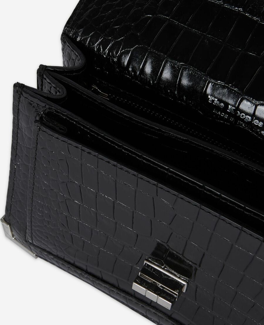 The Kooples WOMEN BLACK emily small crocodile-effect bag in black leather
