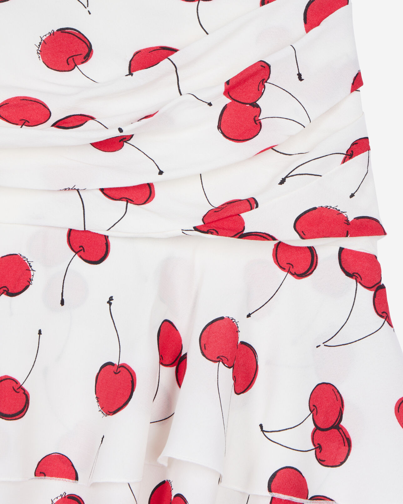 The Kooples FEMME ECRU RED jupe courte drapée avec imprimé cerise