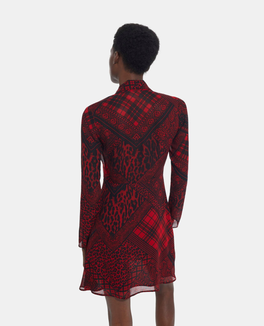 The Kooples WOMEN RED / BLACK short red printed dress