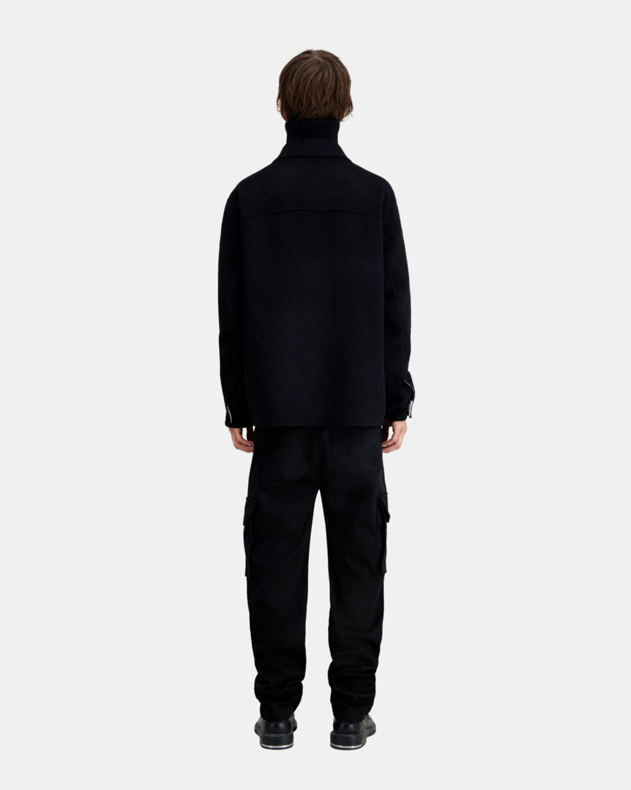 The Kooples MEN BLACK GREY black wool-blend overshirt jacket