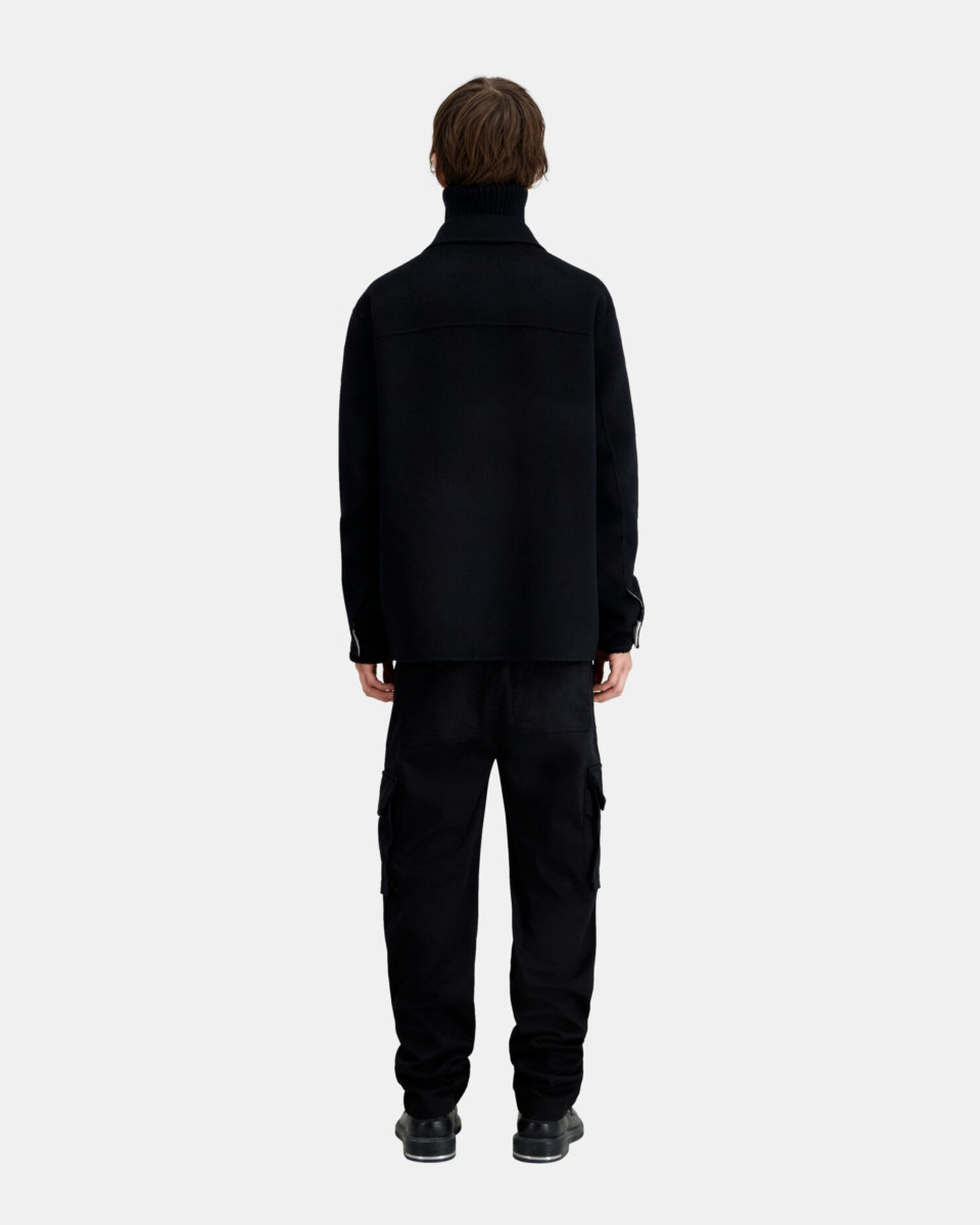 Black wool-blend overshirt jacket, BLACK GREY, hi-res image number null