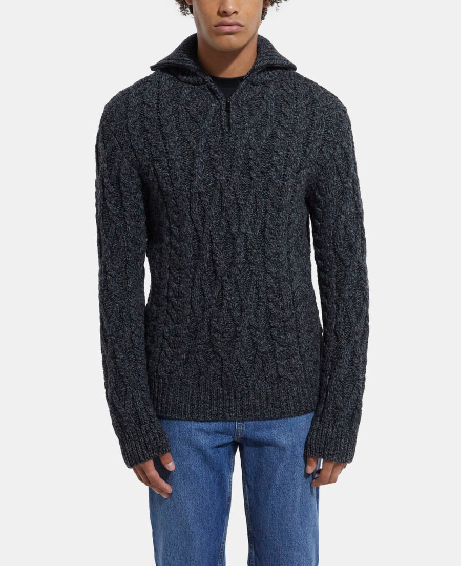gray wool roll neck sweater