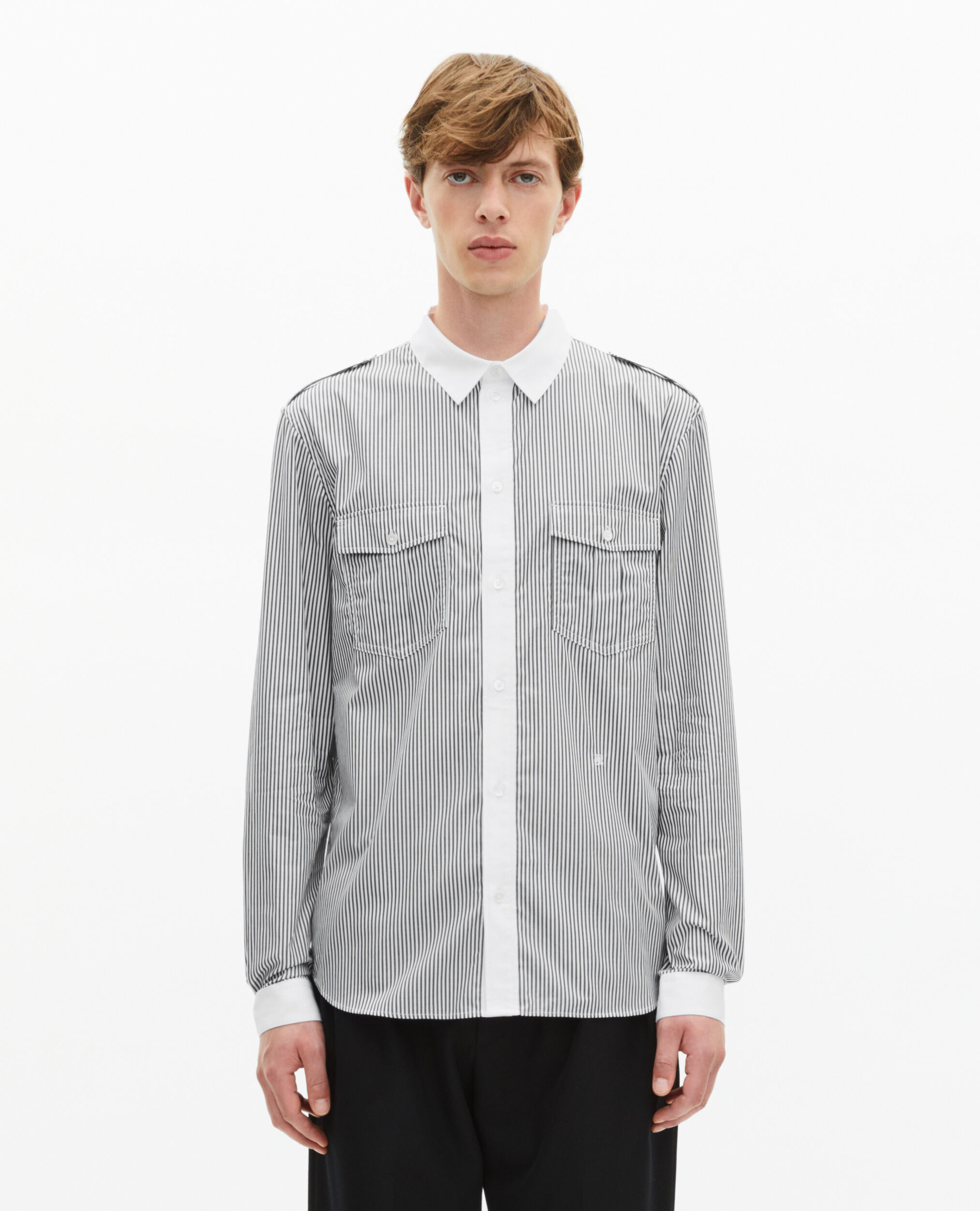 Chemise à fines rayures blanche et noire, BLACK WHITE, hi-res image number null