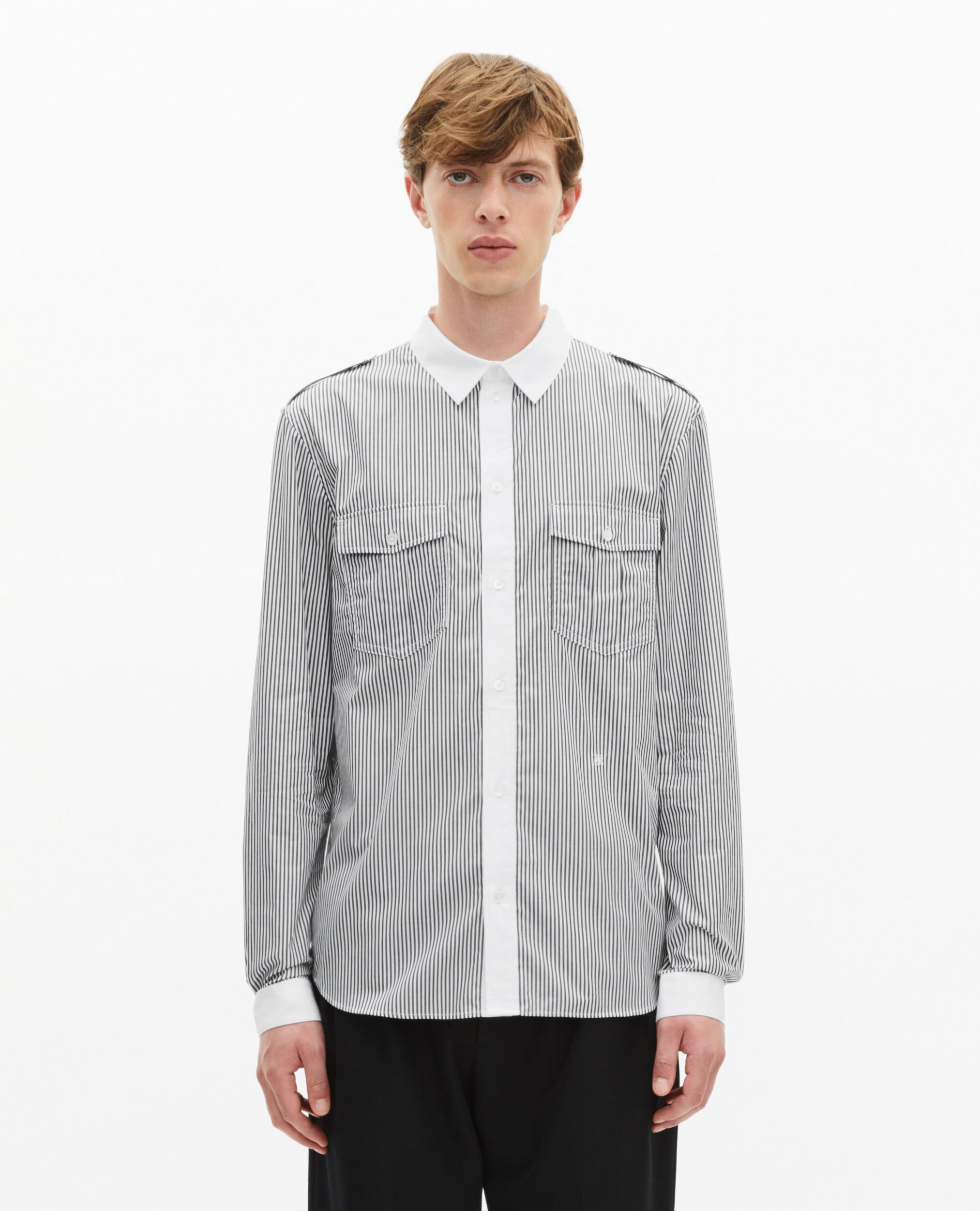 Chemise à fines rayures blanche et noire, BLACK WHITE, hi-res image number null