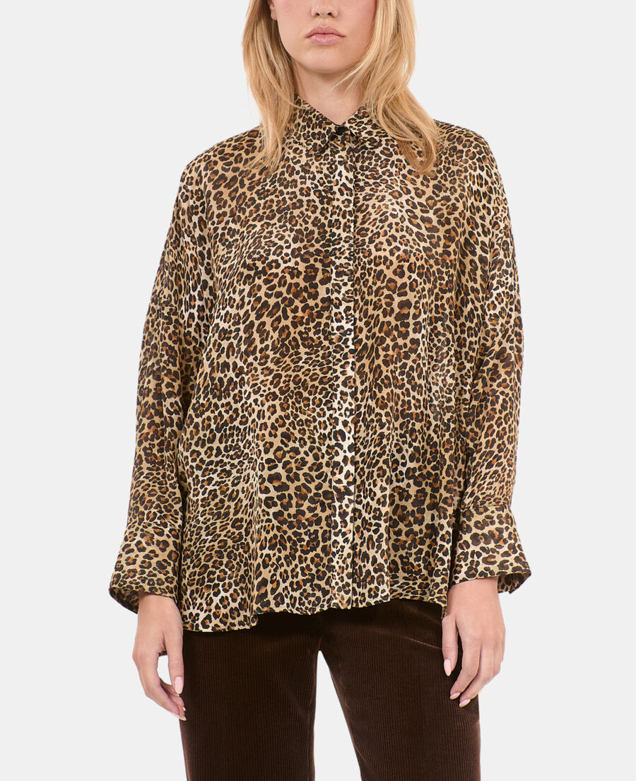 The Kooples FEMME LEOPARD chemise en soie imprimé léopard