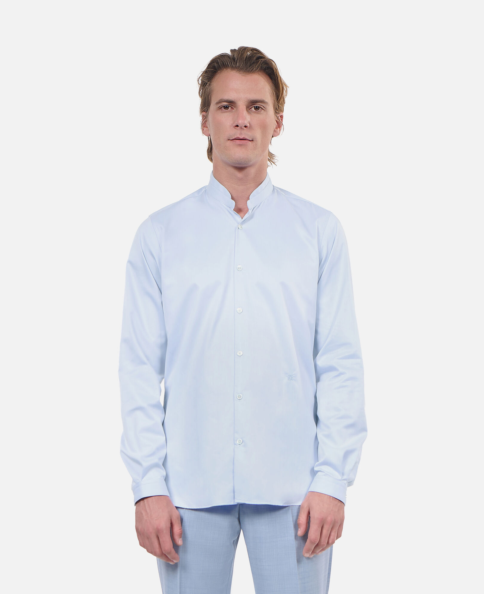 The Kooples MEN LIGHT BLUE blue shirt with officer collar