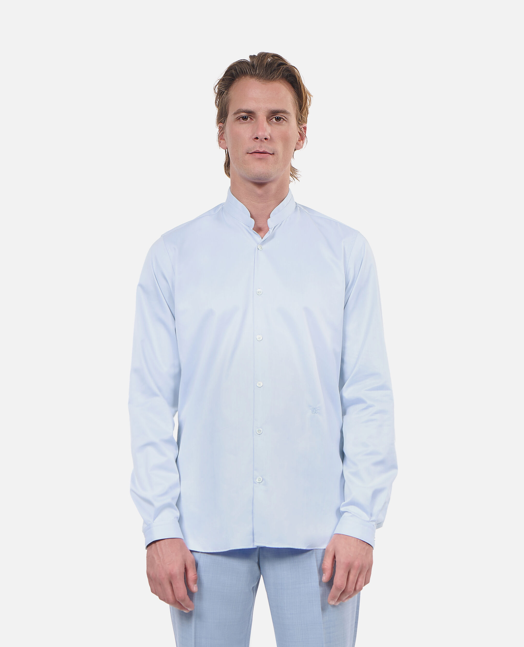 Blue shirt with officer collar, LIGHT BLUE, hi-res image number null