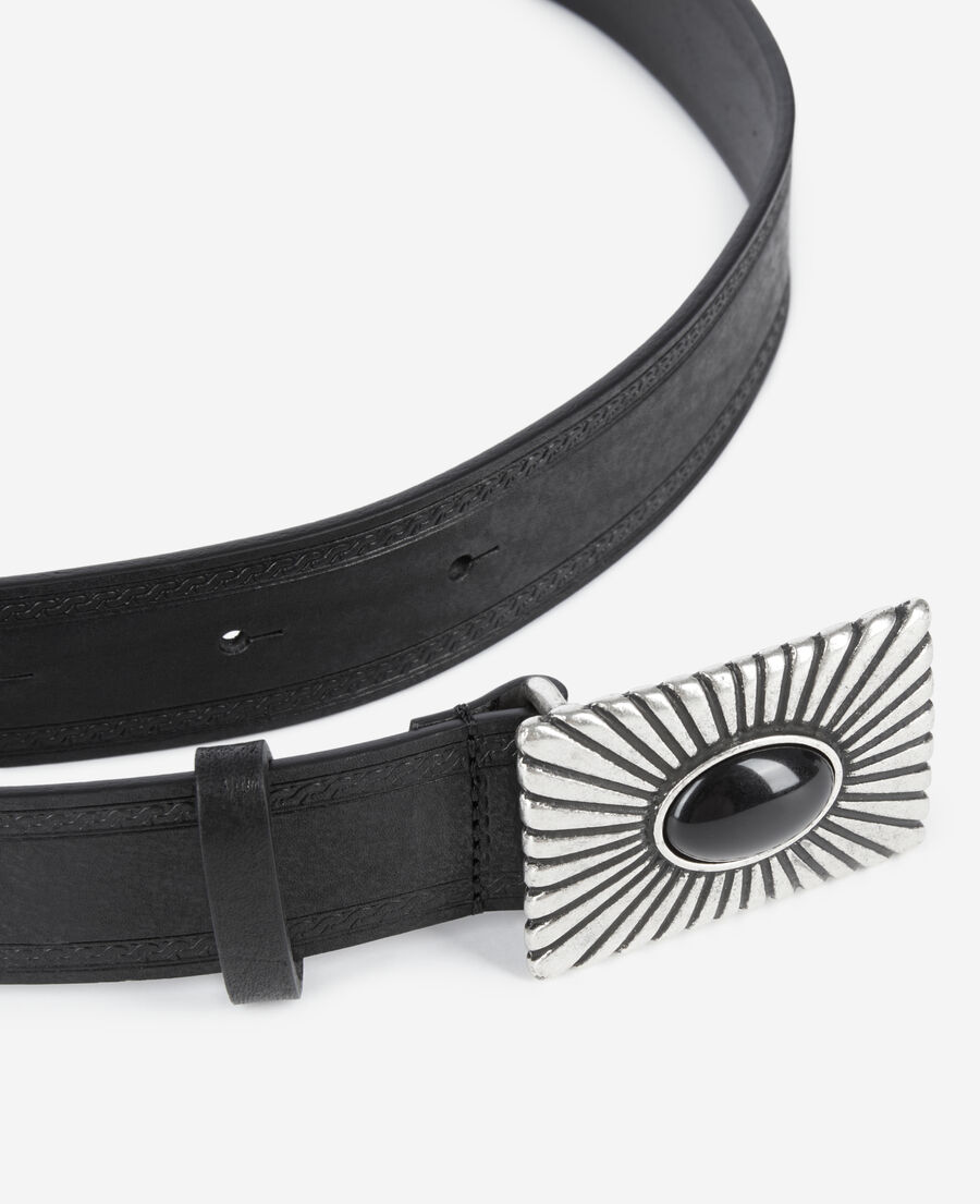 The Kooples WOMEN BLACK black leather belt