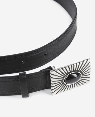 The Kooples WOMEN BLACK black leather belt