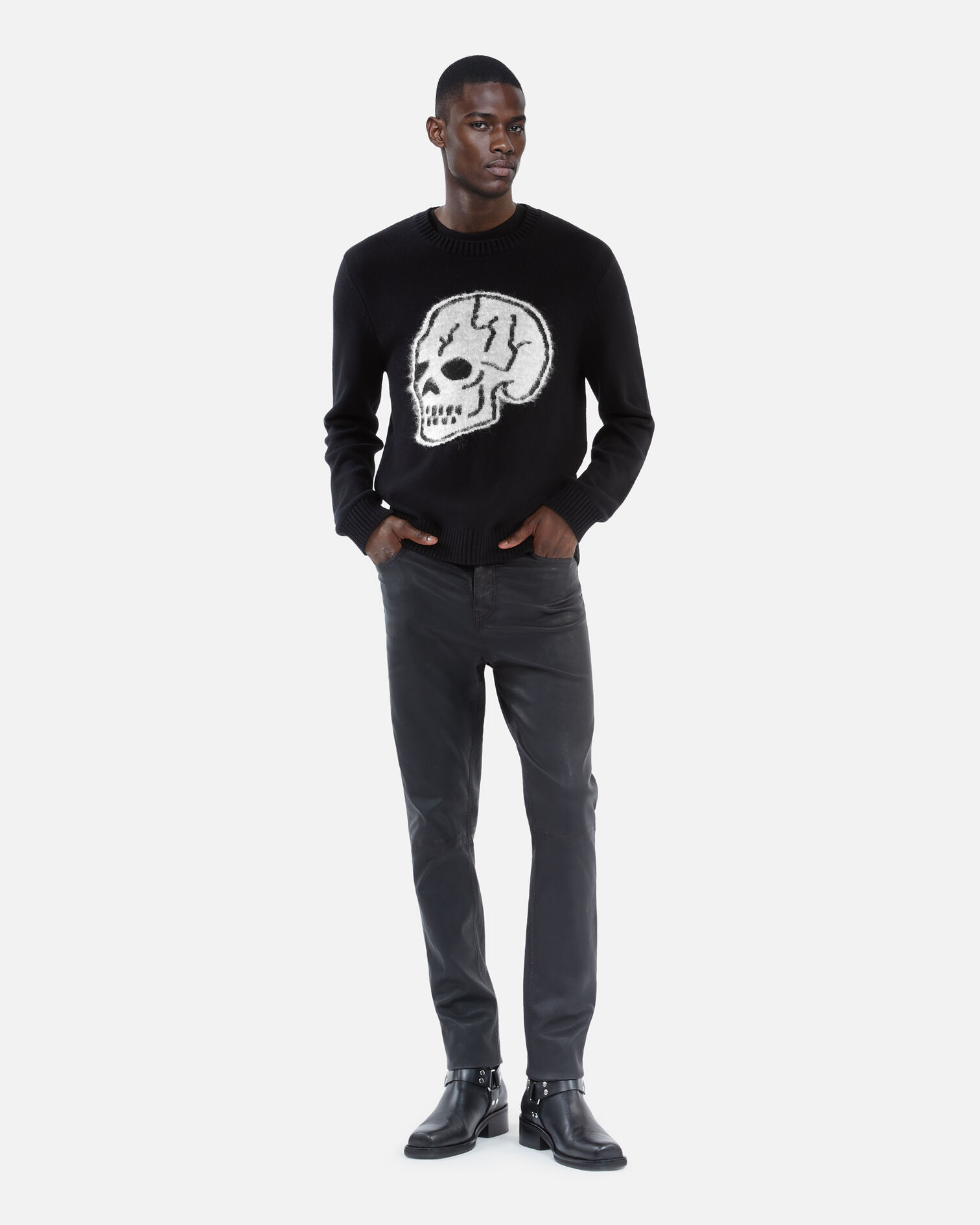 Pull en coton noir, BLACK-ECRU, hi-res image number null