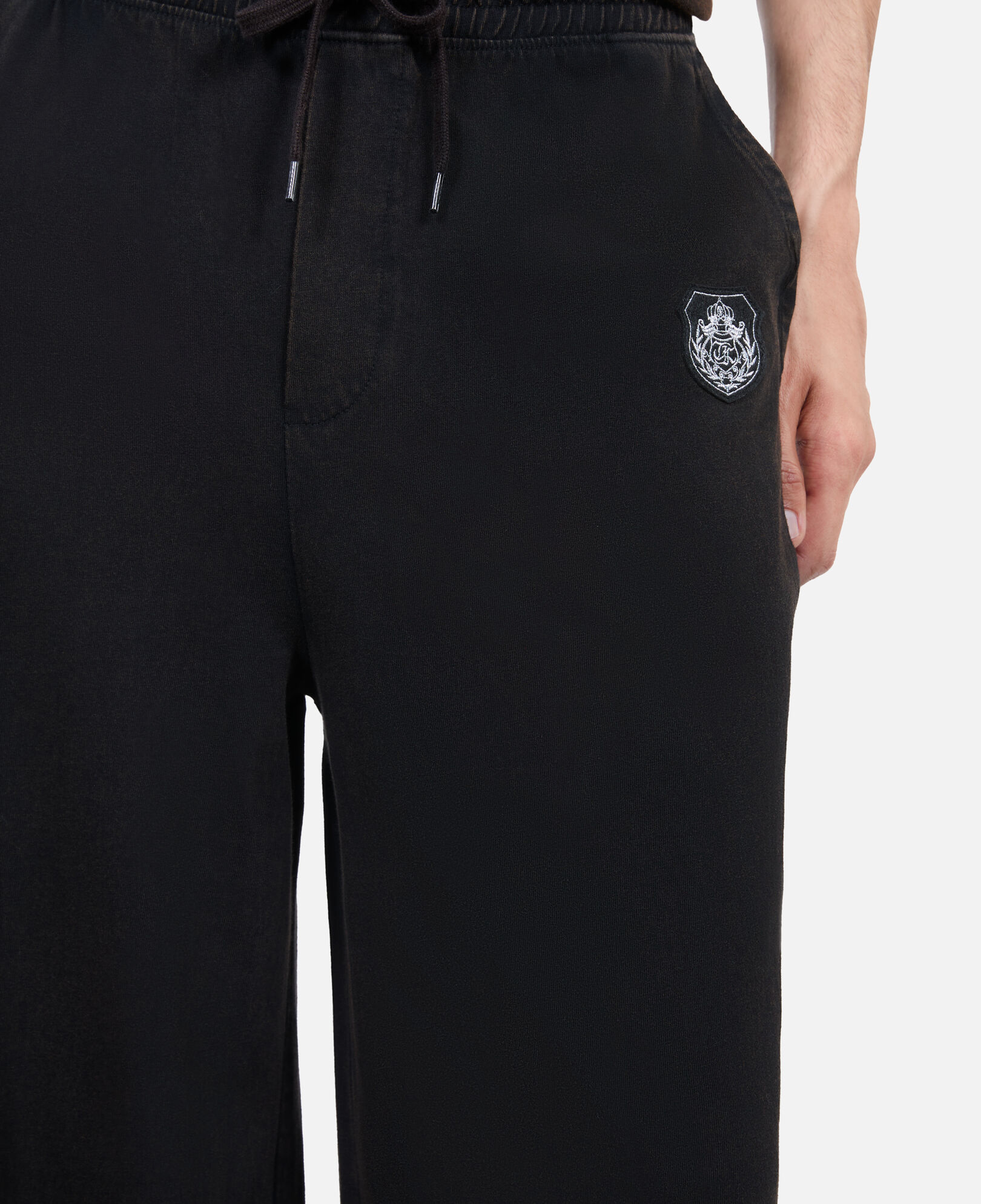 The Kooples MEN BLACK WASHED black blazon tracksuit trousers