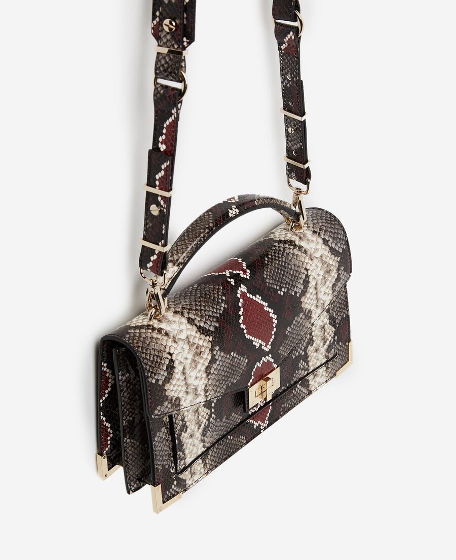 medium-size grey and burgundy python emily bag