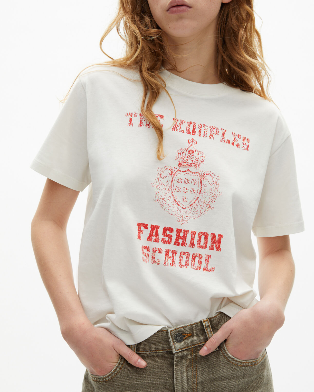 The Kooples WOMEN ECRU t-shirt with ecru screen print