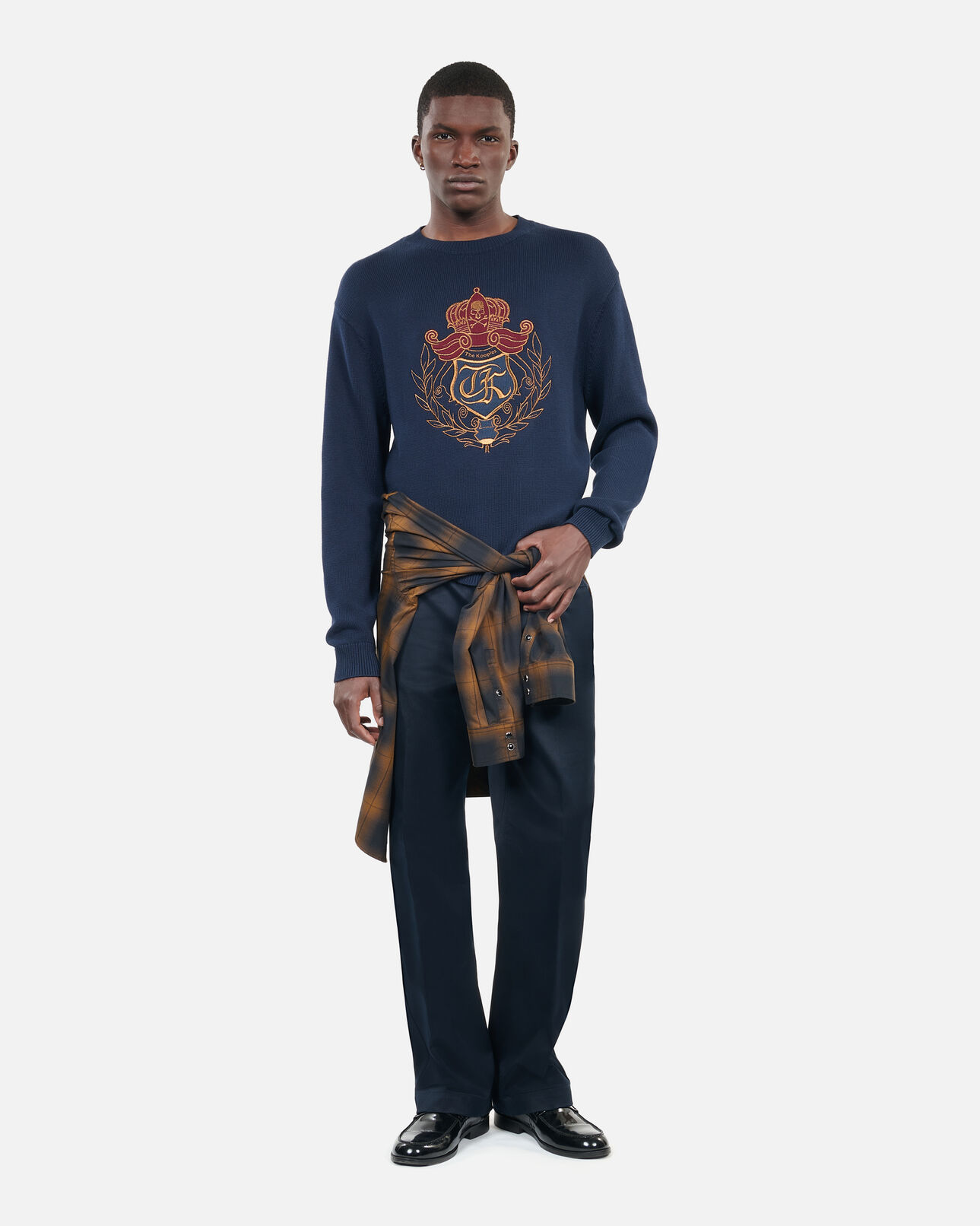 The Kooples HOMME NAVY pull en coton bleu marine