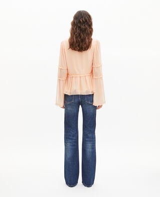 The Kooples F NUDE POUDRE top with peach ruffles
