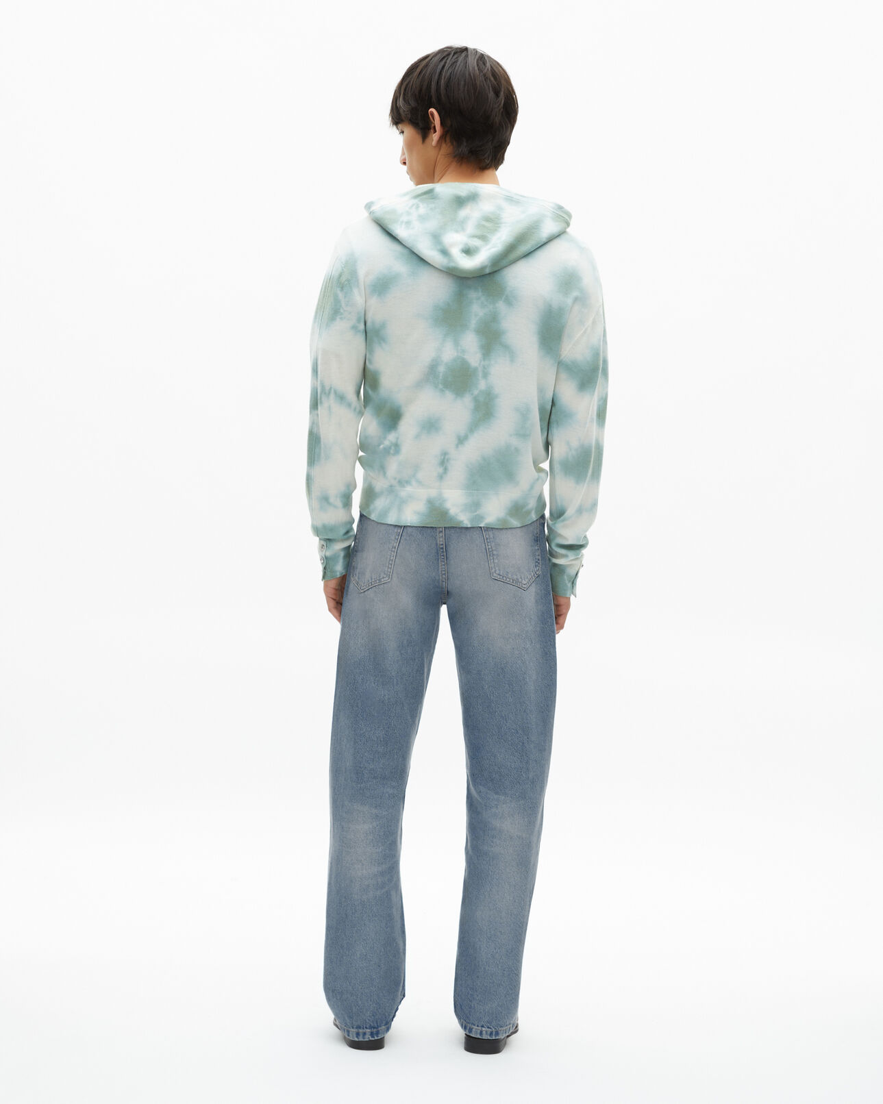 The Kooples HOMME KAKI / WHITE cardigan en laine mérinos tie and dye kaki
