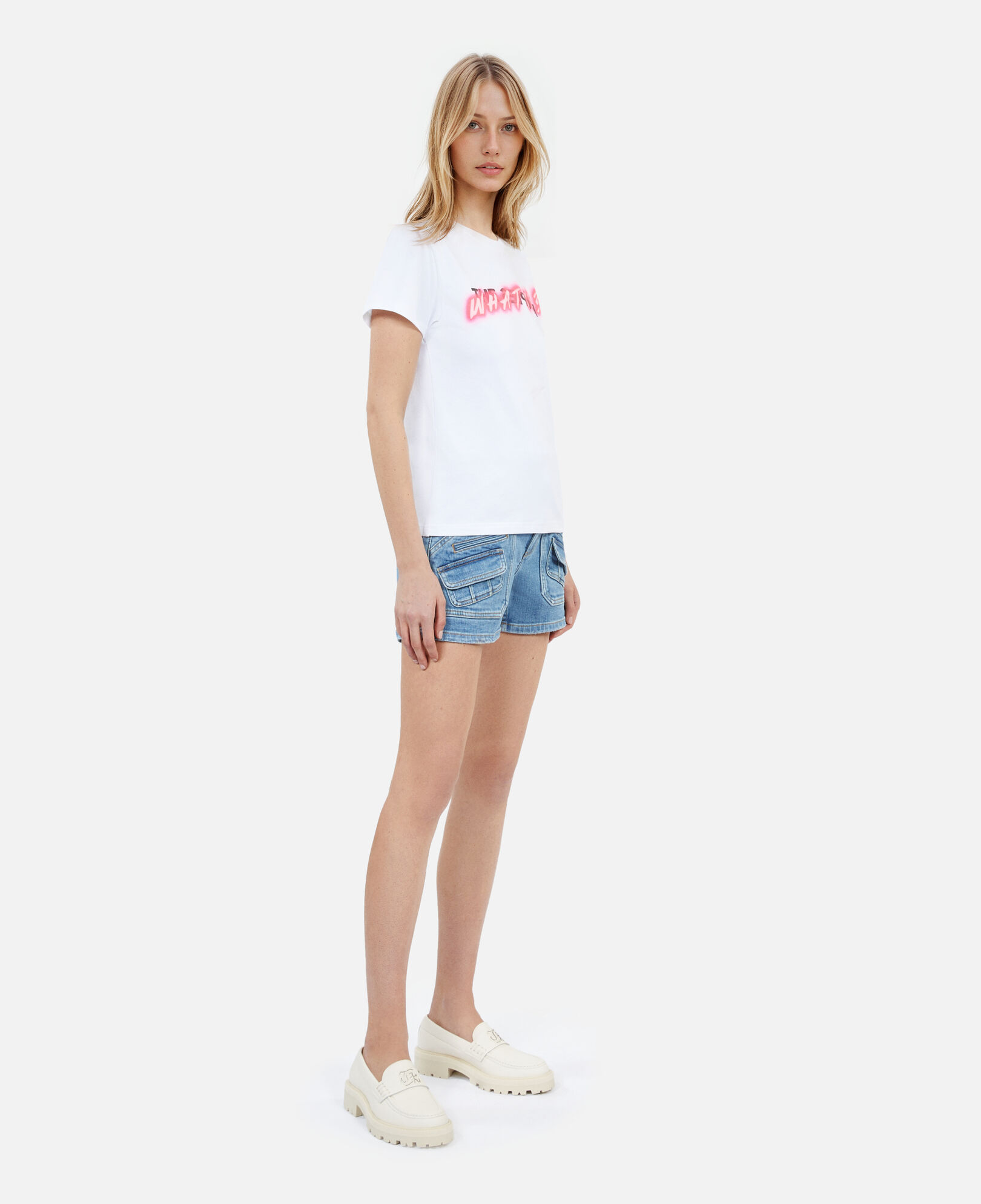 The Kooples DAMEN WHITE weißes t-shirt damen mit „what is“-schriftzug