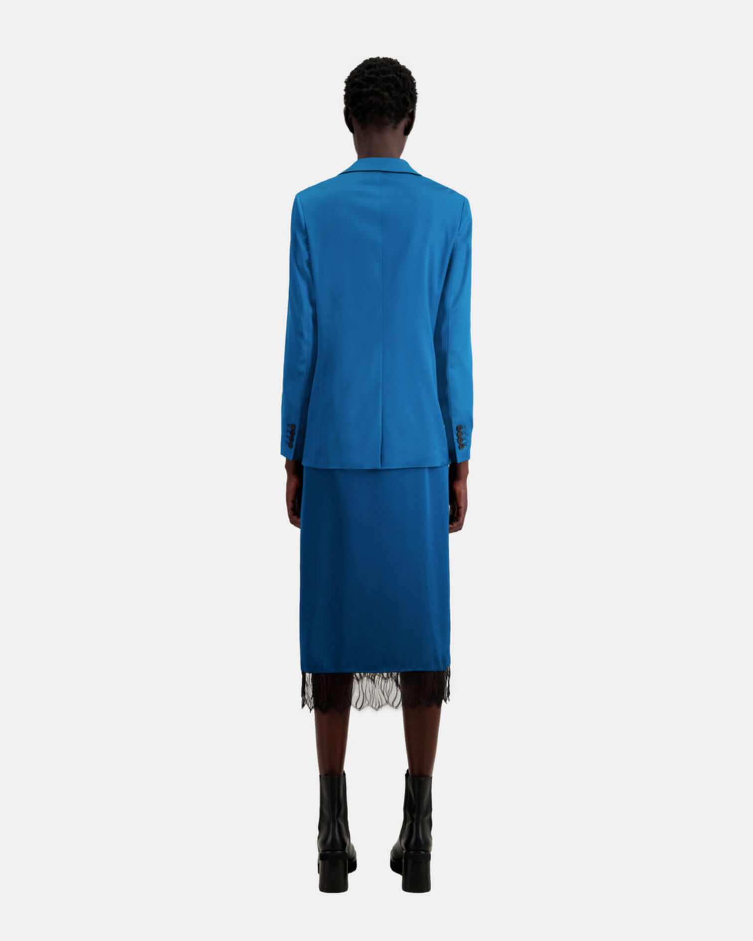 Blue satin suit blazer, DEEP BLUE, hi-res image number null