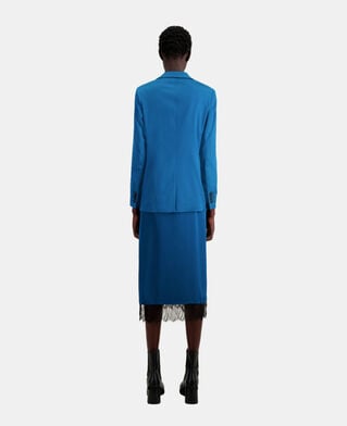 The Kooples FEMME DEEP BLUE veste tailleur bleue satinée