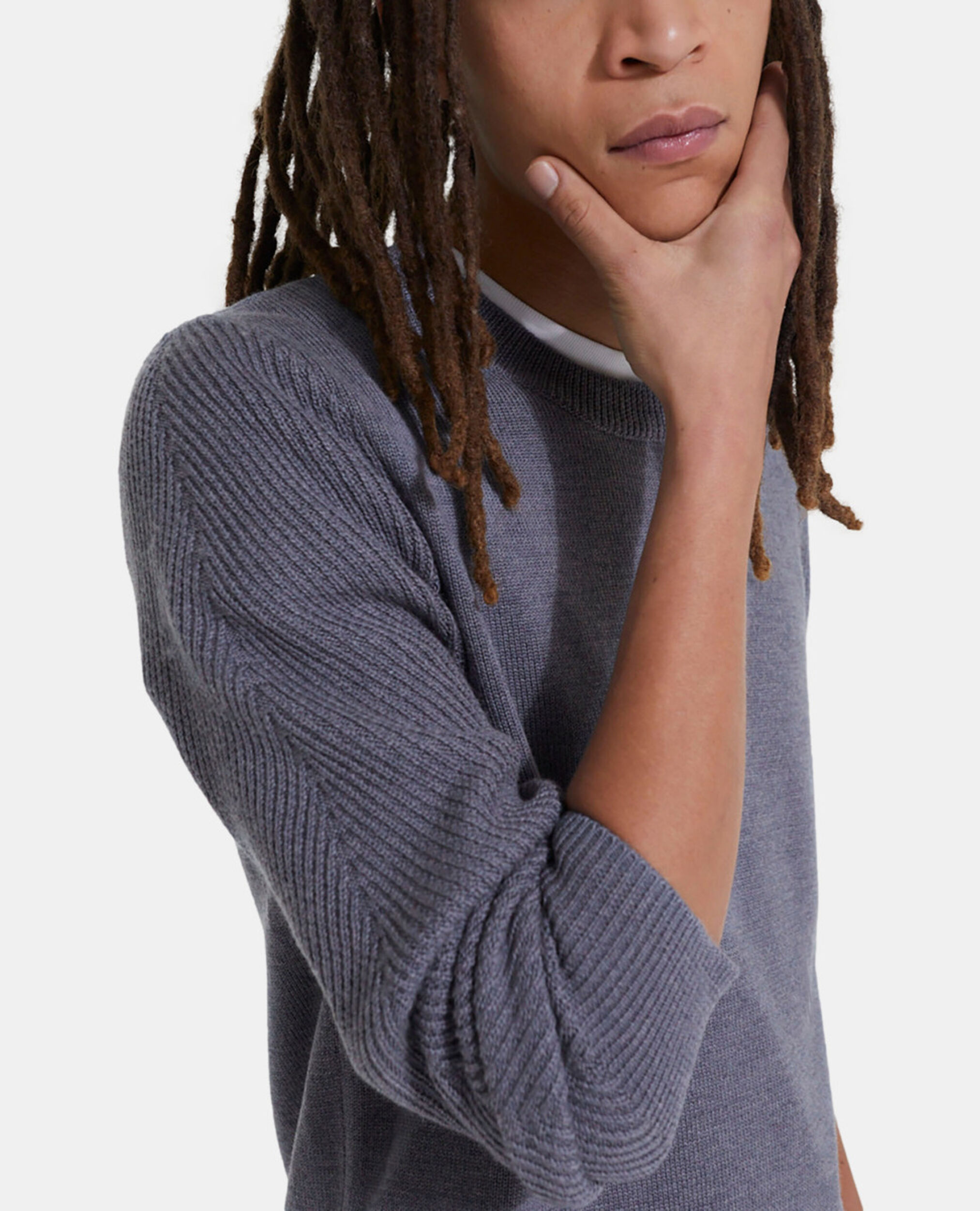 Gray wool sweater, MIDDLE GREY, hi-res image number null