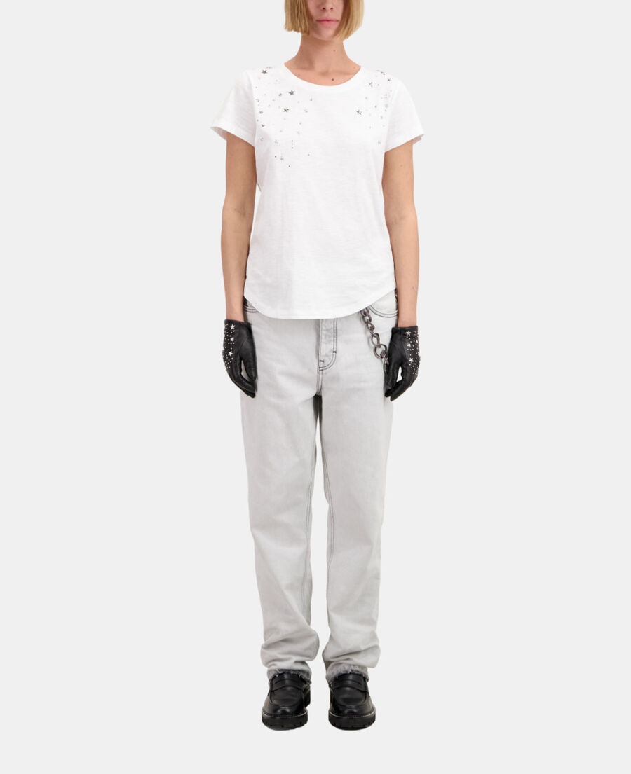 women's white t-shirt with stars