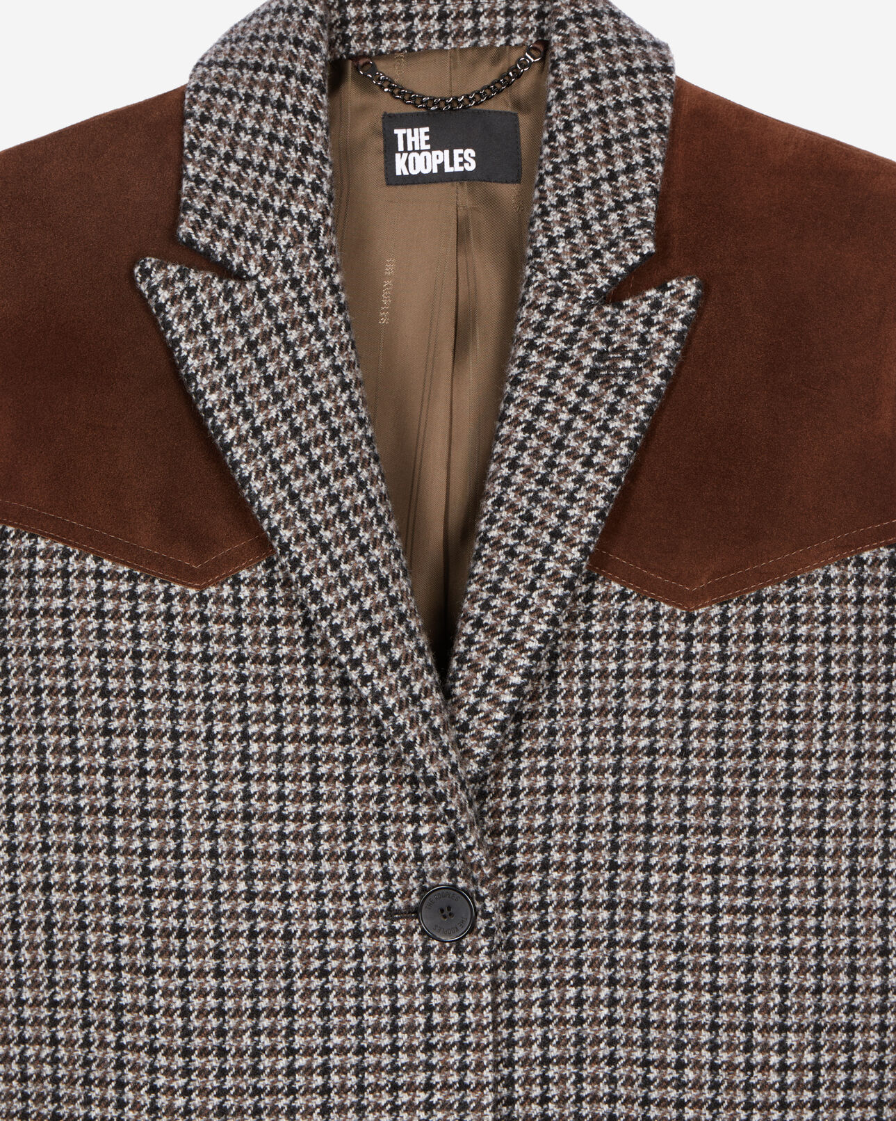 The Kooples WOMEN BLACK WHITE long black and white houndstooth coat