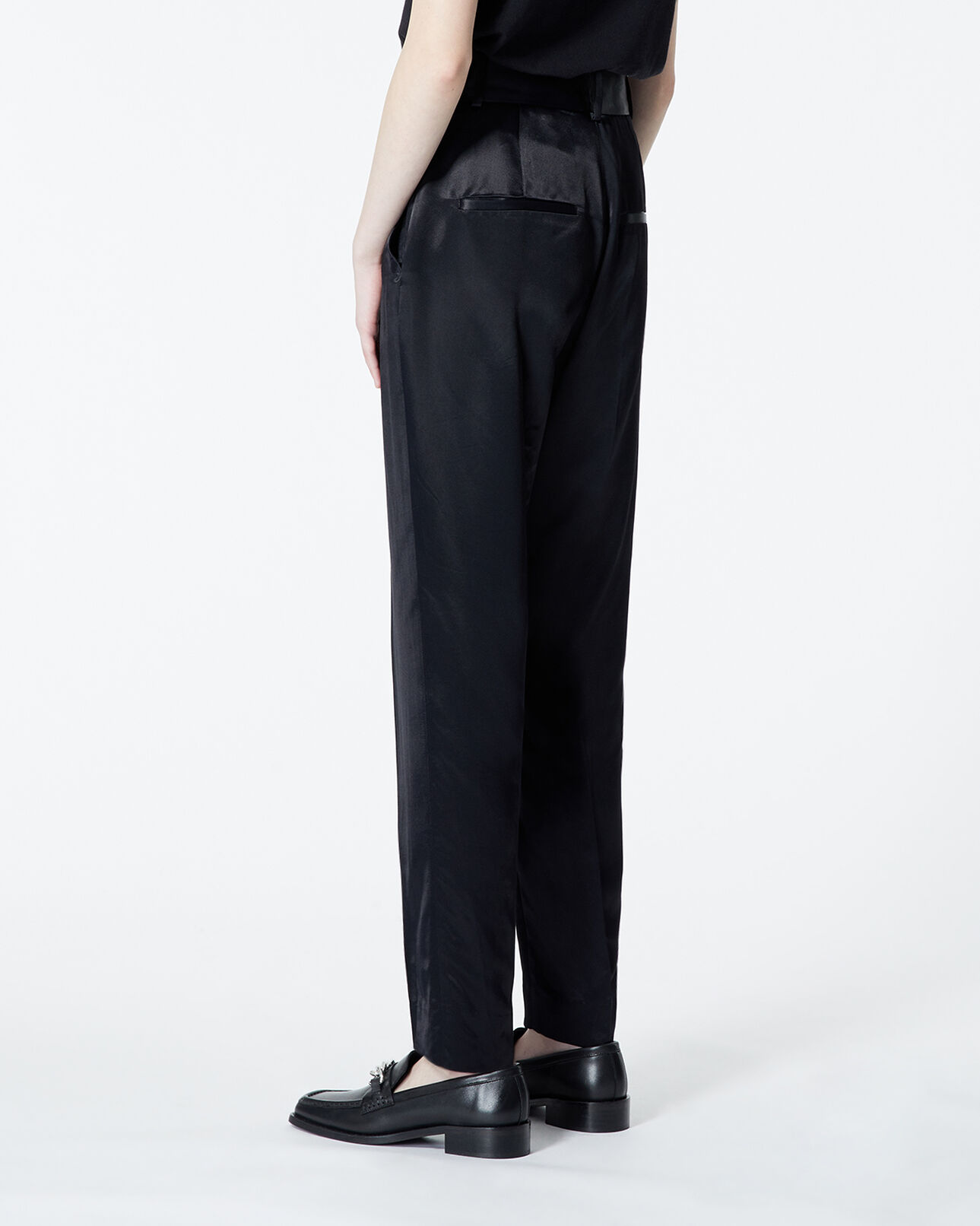 The Kooples WOMEN BLACK fitted black satin pants