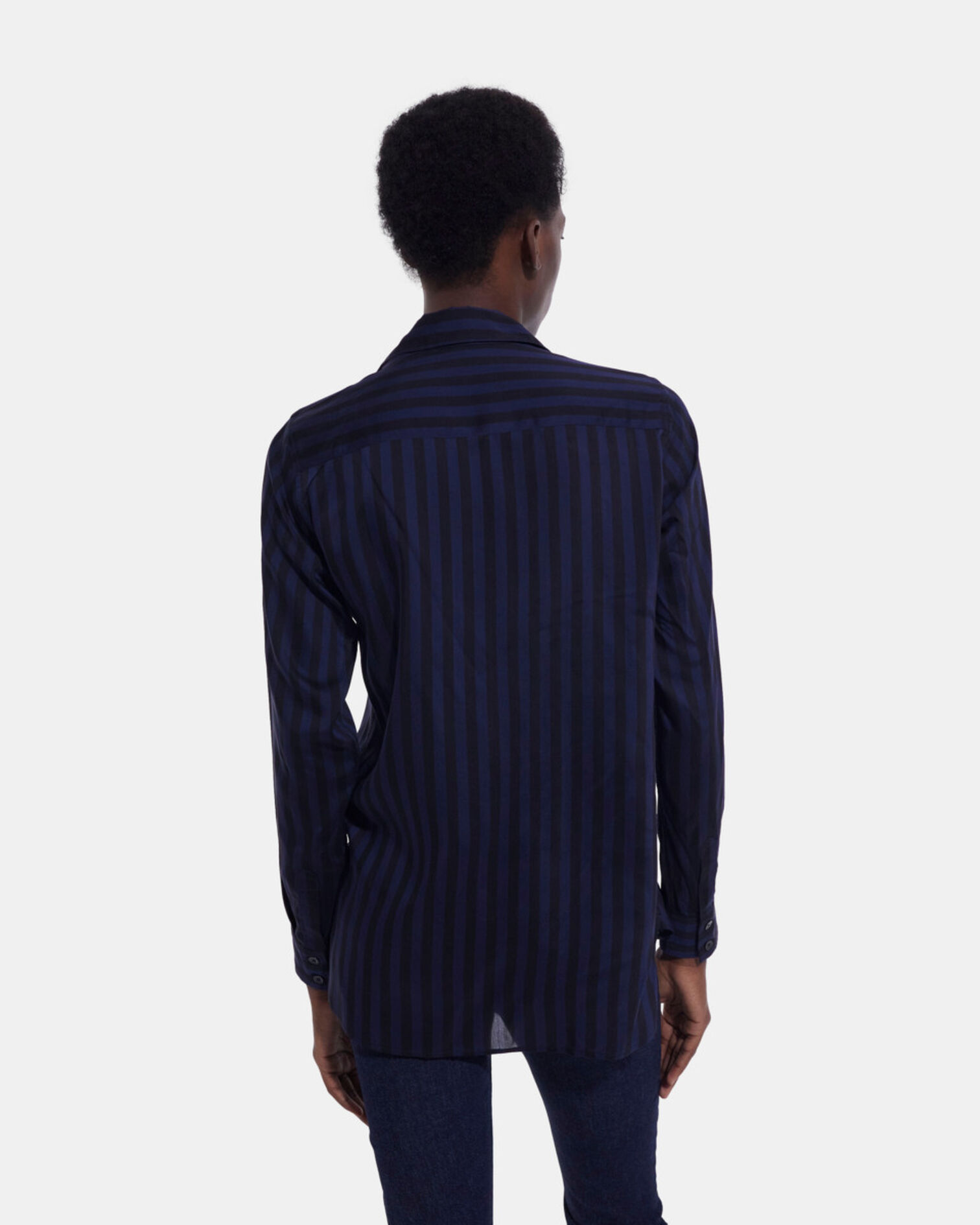 Striped shirt, BLACK NAVY, hi-res image number null