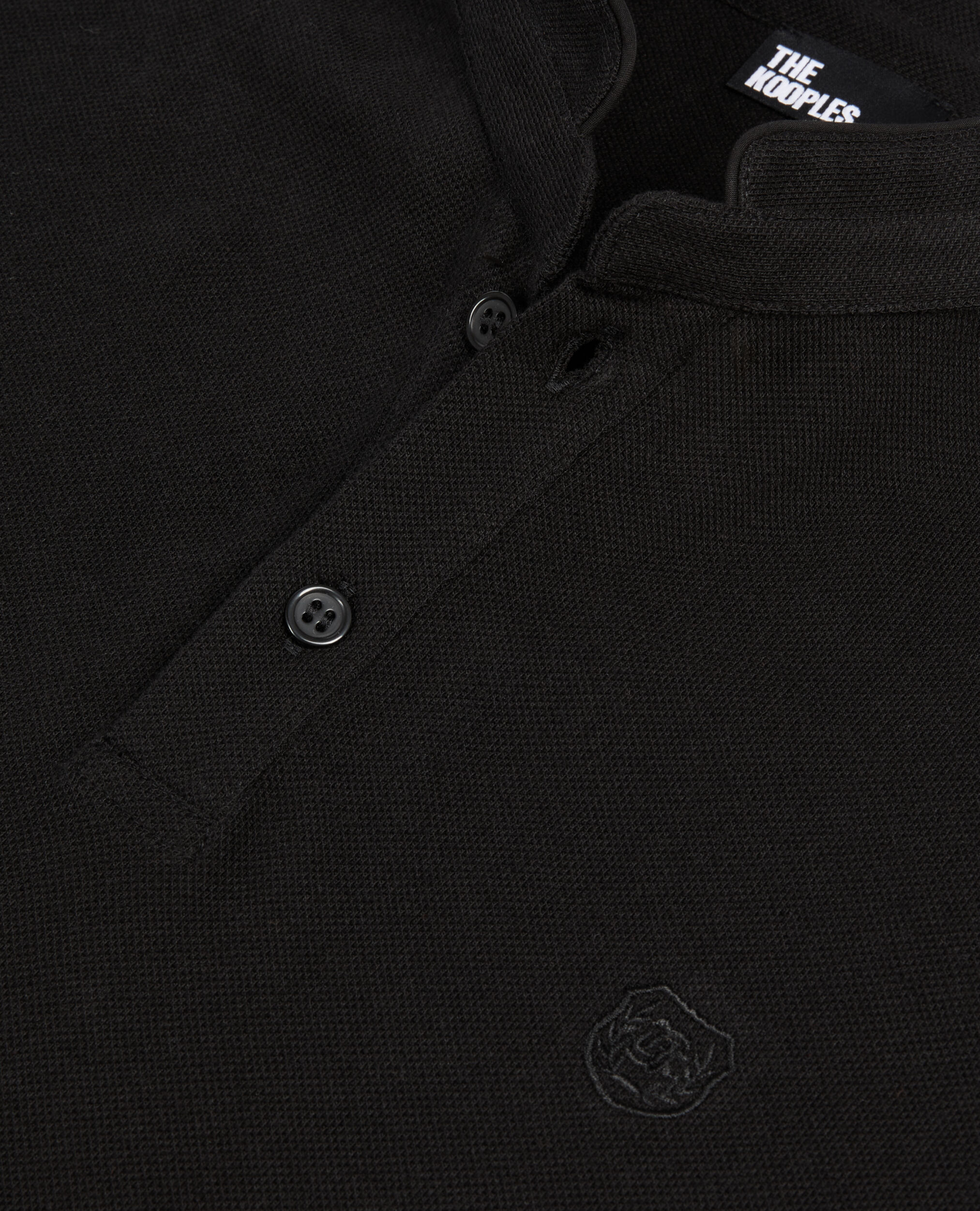 Black pique cotton polo t-shirt, BLACK, hi-res image number null