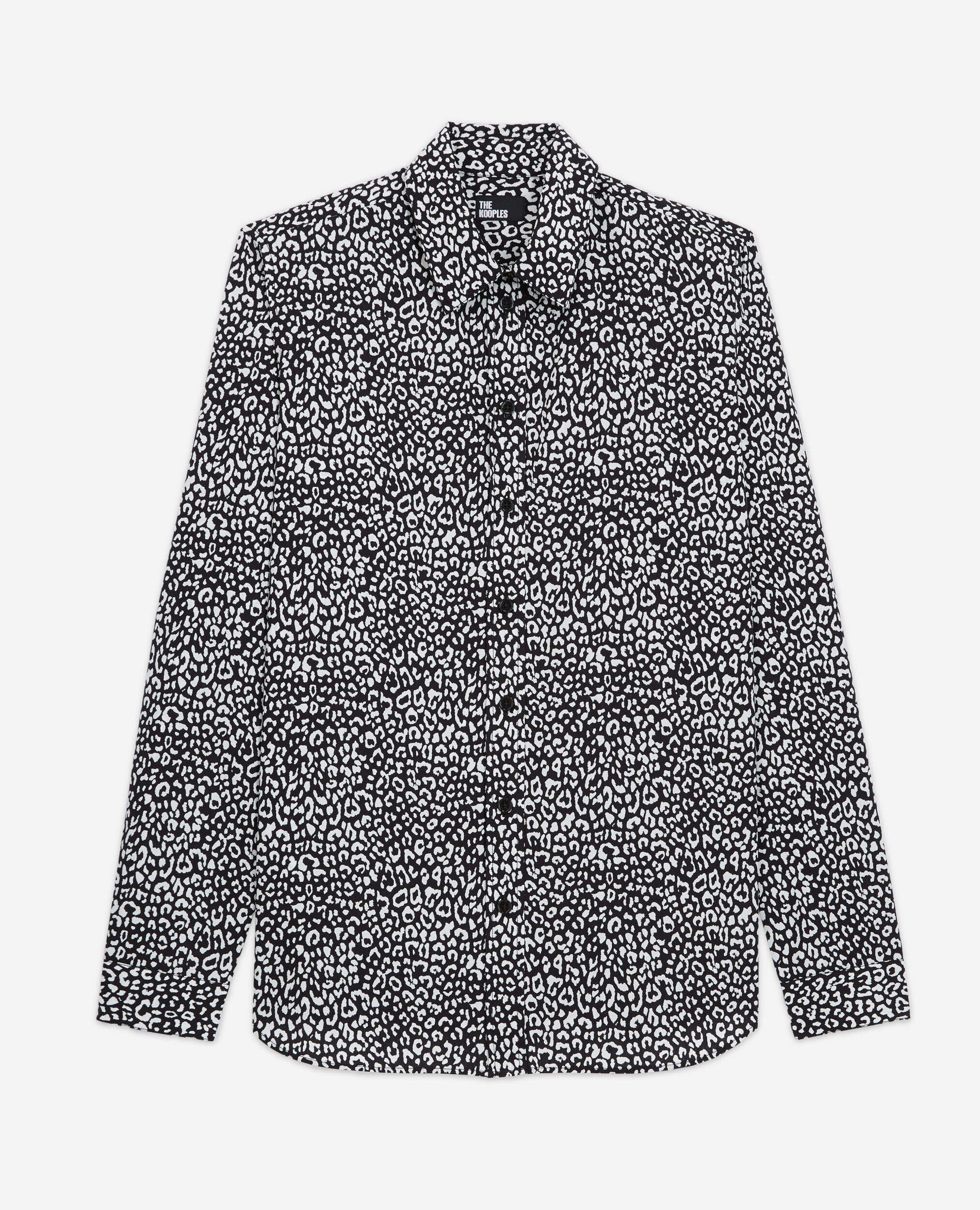 Black leopard-print shirt, BLACK WHITE, hi-res image number null