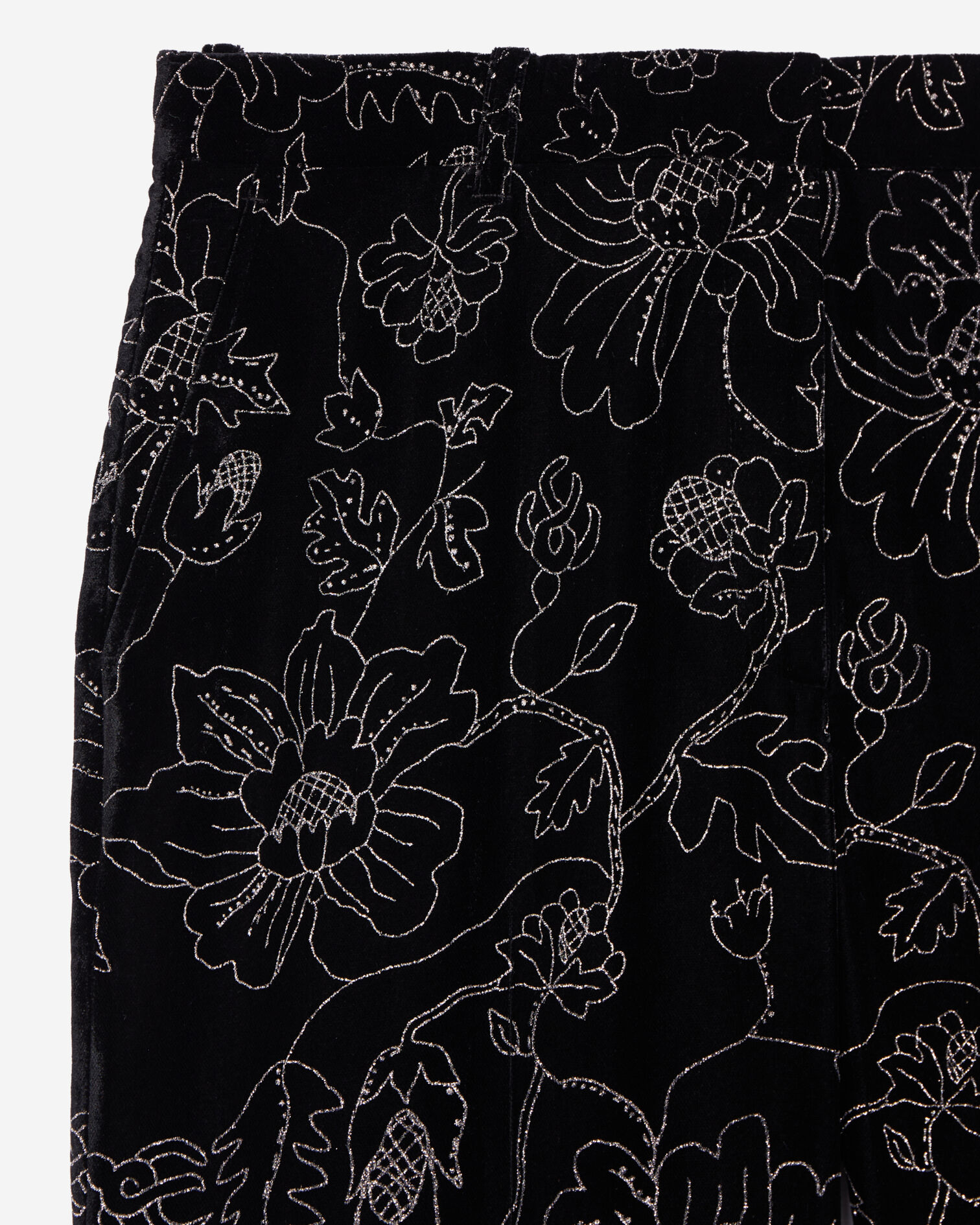 Black velvet suit trousers, BLACK, hi-res image number null
