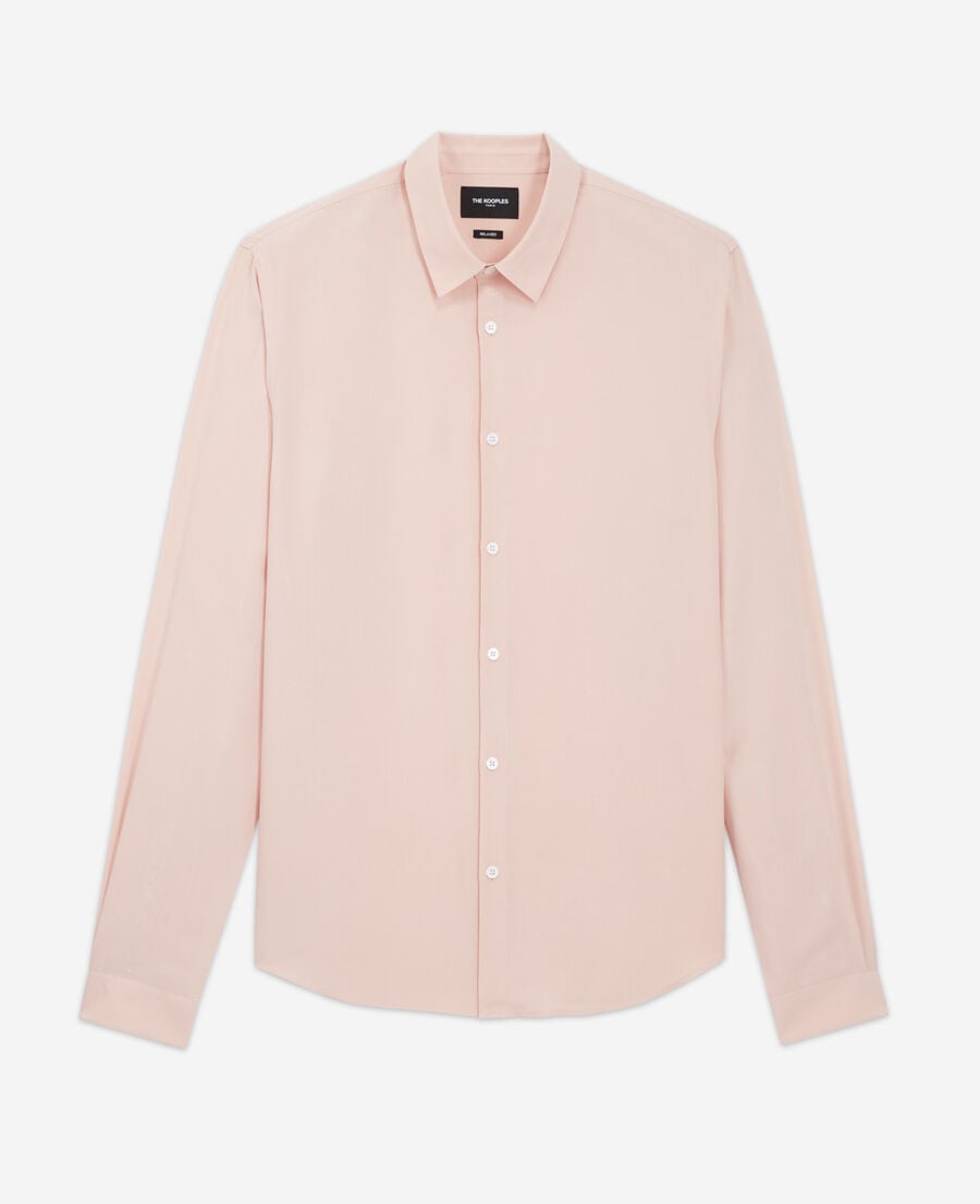 The Kooples MEN PINK flowing light pink shirt with cuban collar
