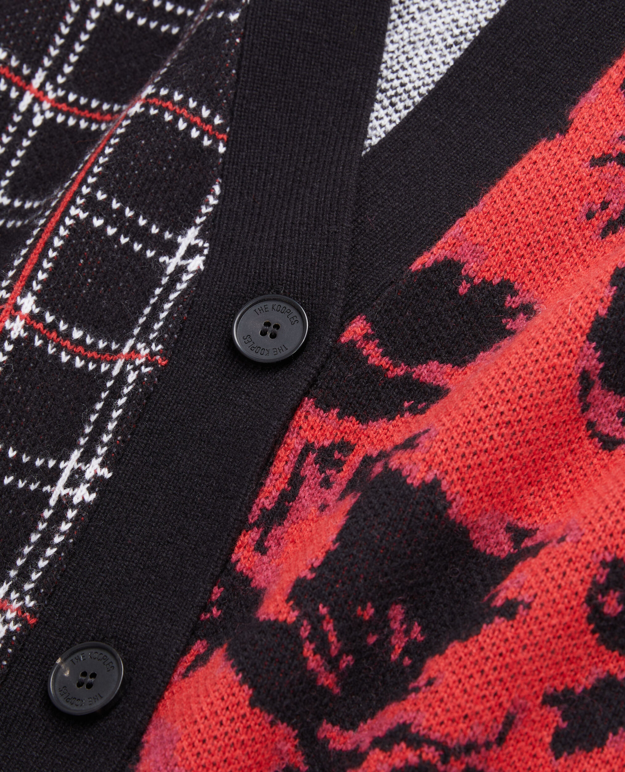 Cardigan avec patchwork en laine mélangée, BLACK / BURGUNDY /WHITE, hi-res image number null