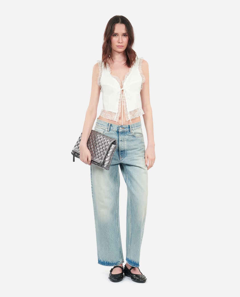 The Kooples FEMME ECRU top sans manches avec dentelle écru