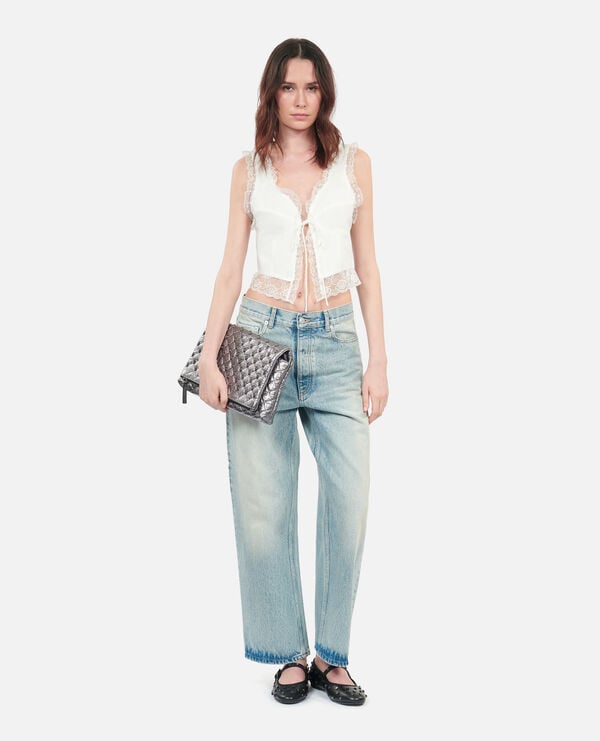 The Kooples WOMEN ECRU ecru sleeveless top with lace