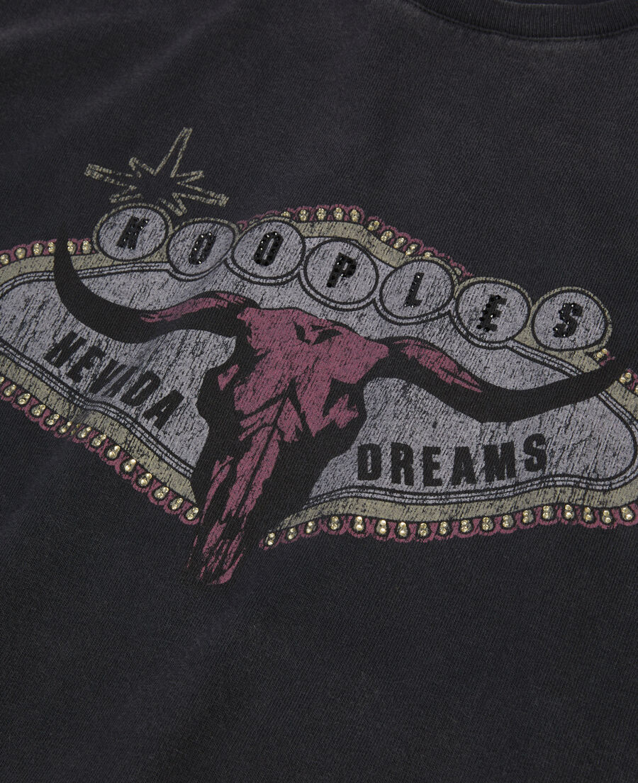 schwarzes t-shirt mit nevada-dreams-siebdruck
