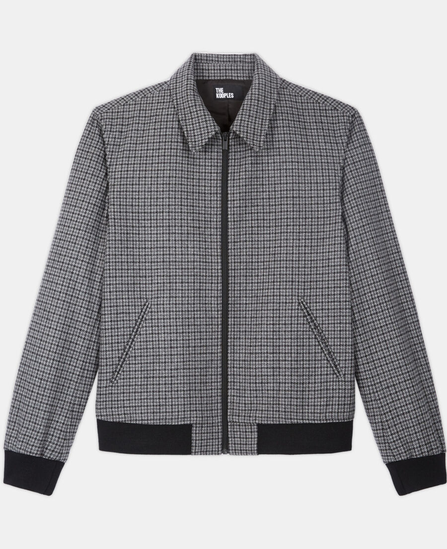 check wool jacket with pockets