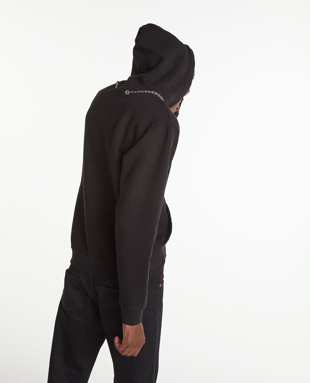 Black hoodie with chain detail The Kooples US