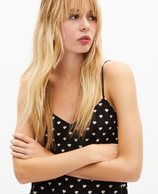 The Kooples WOMEN BLACK WHITE black heart print camisole