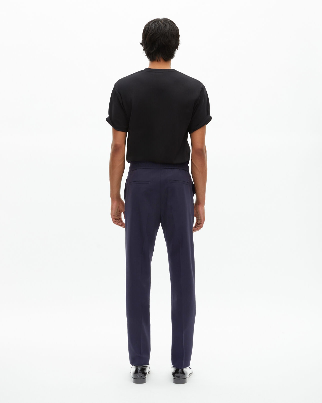 The Kooples H NAVY straight elasticated pants in navy wool