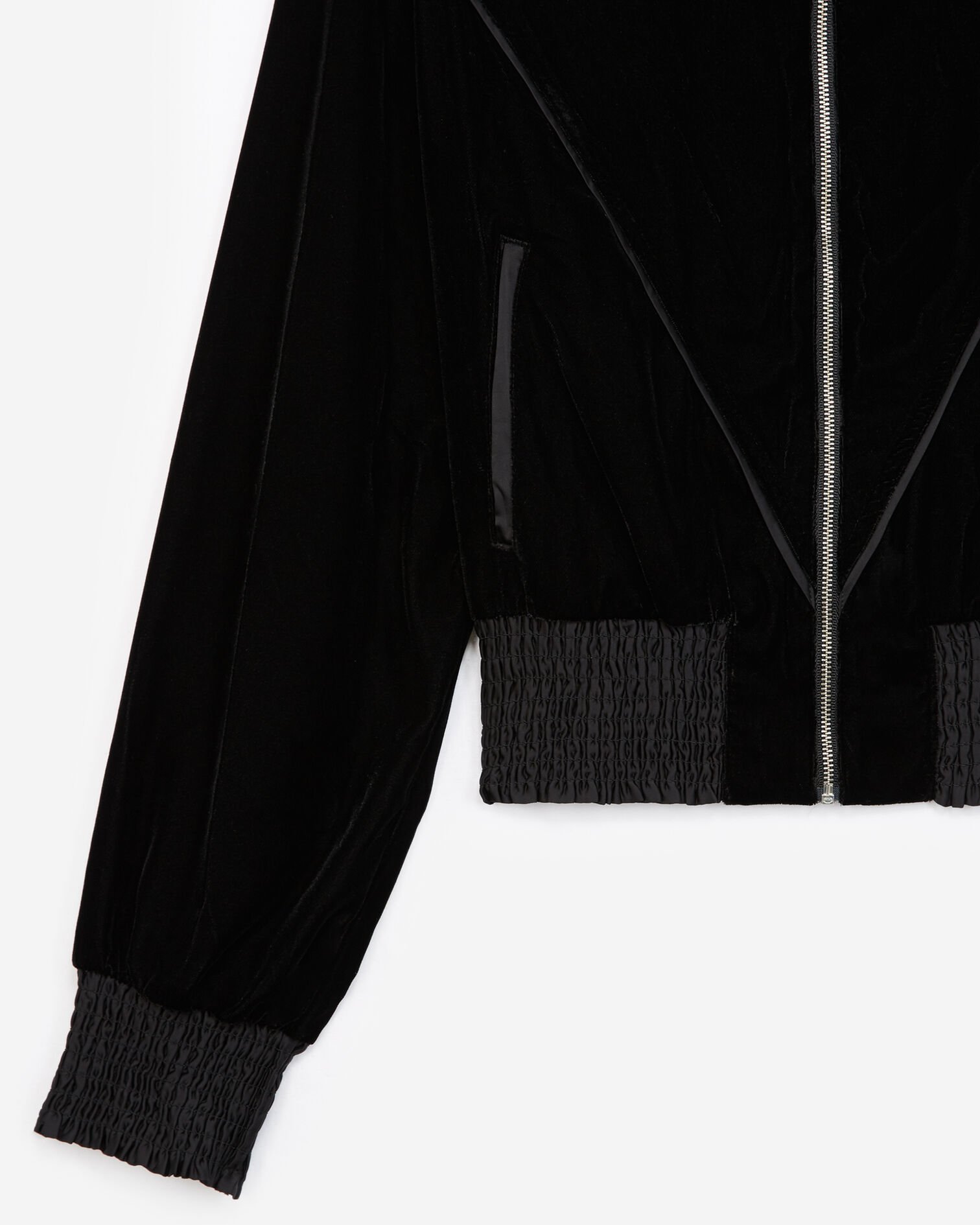 Black velvet jacket with zipper, BLACK, hi-res image number null