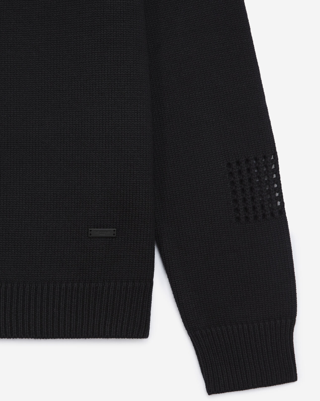 The Kooples MEN BLACK black sweater in wool blend with detail