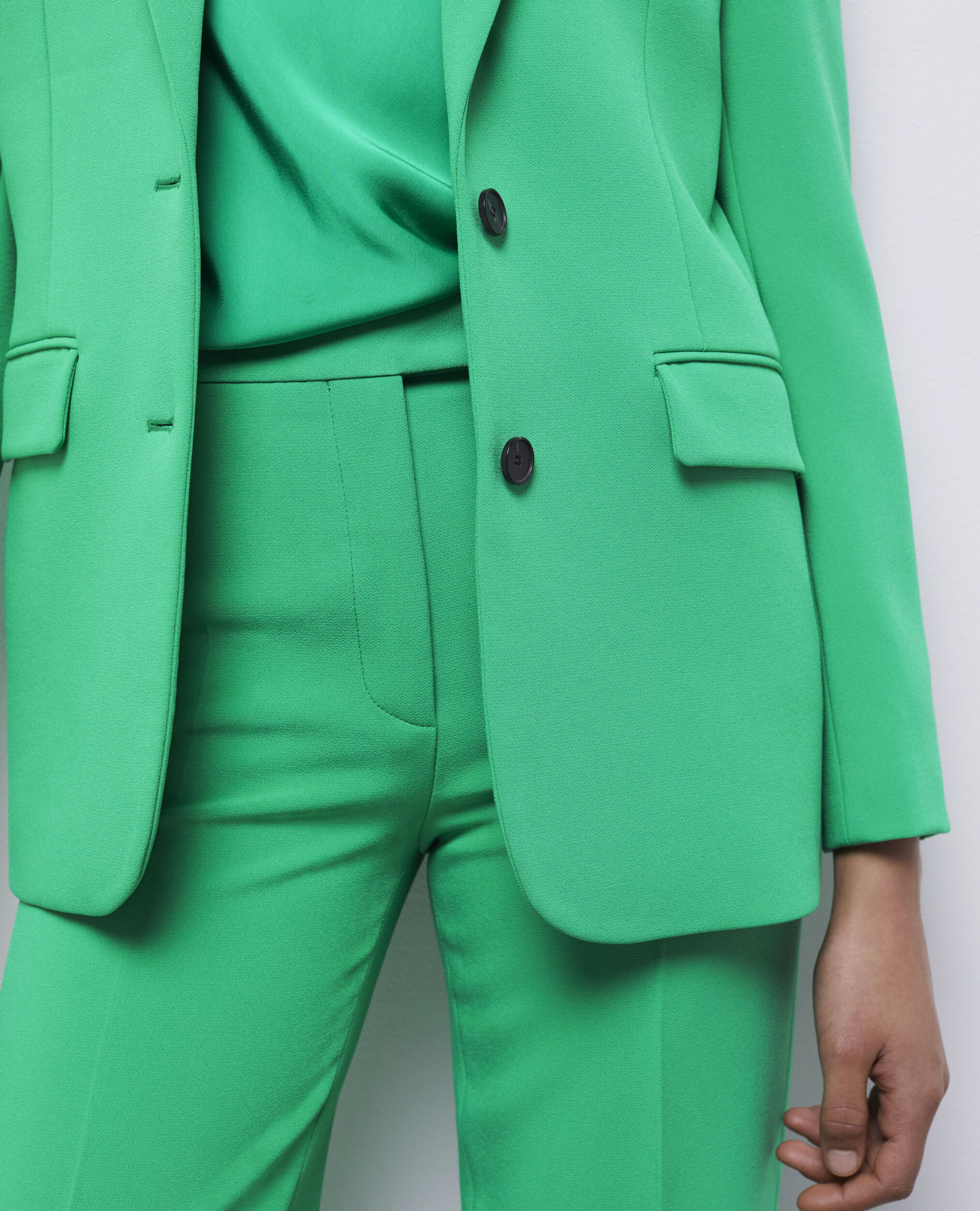 Veste tailleur verte en crêpe, GREEN, hi-res image number null