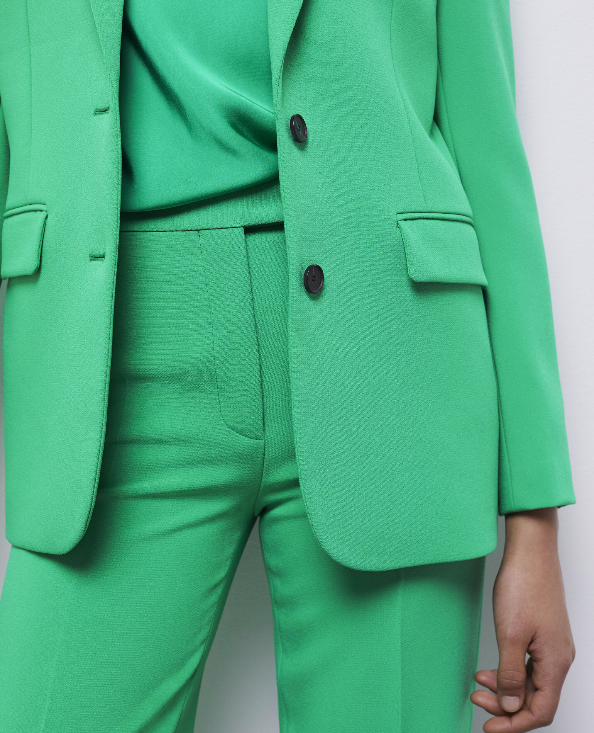 Green crêpe suit jacket, GREEN, hi-res image number null