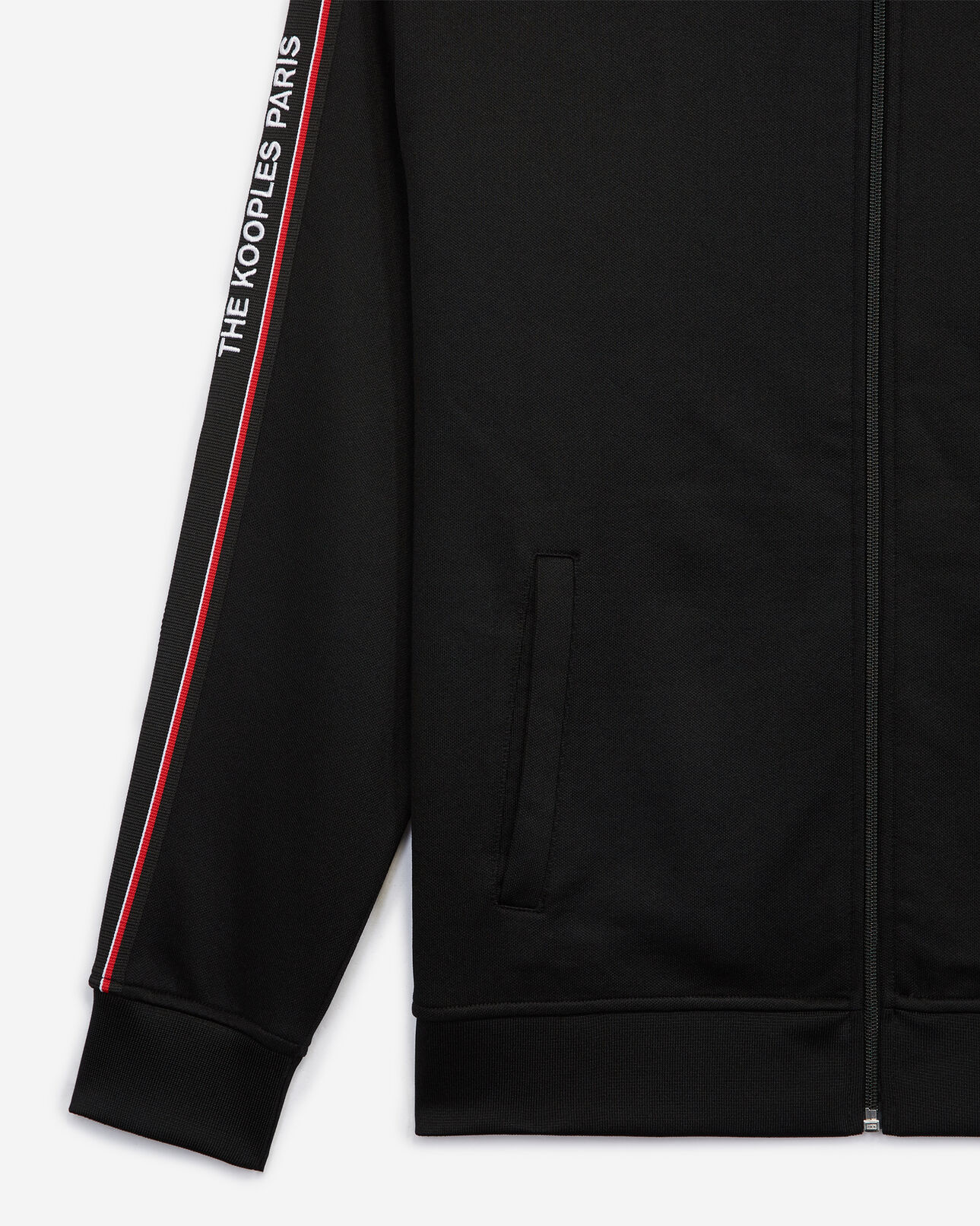 The Kooples HOMME BLACK sweat noir zippé col montant bande logo