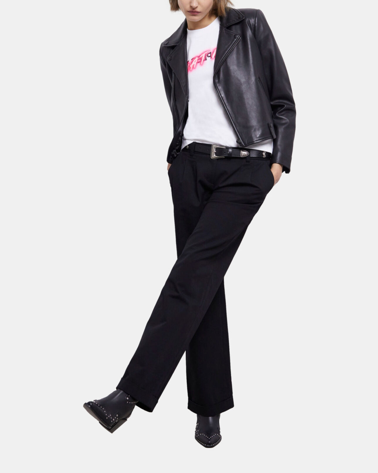 The Kooples FEMME BLACK pantalon large noir