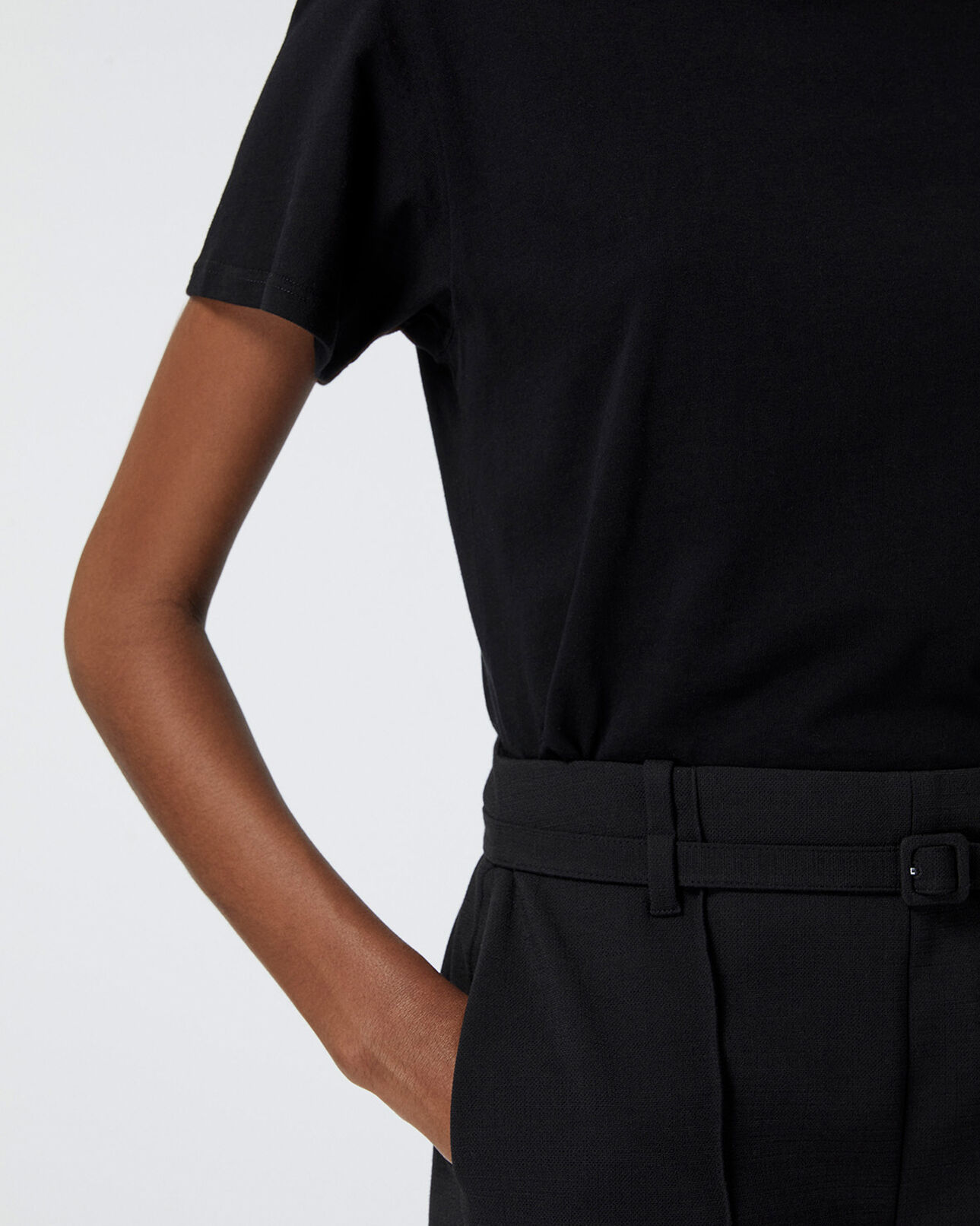 The Kooples WOMEN BLACK straight-cut black suit trousers with belt