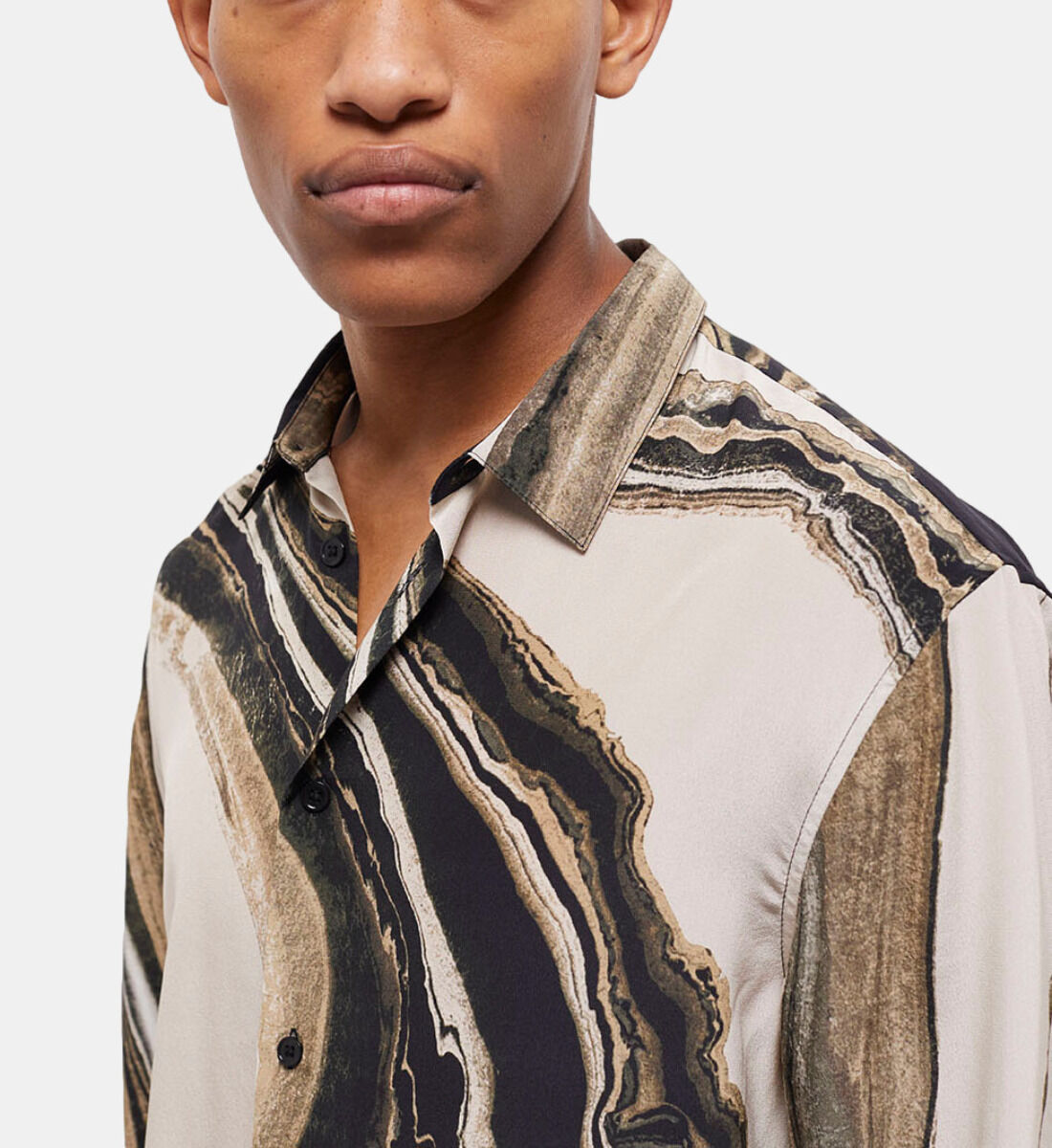 Printed Silk Long Sleeve Shirt