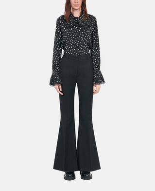 The Kooples FEMME BLACK pantalon tailleur en laine m&eacute;lang&eacute;e noir