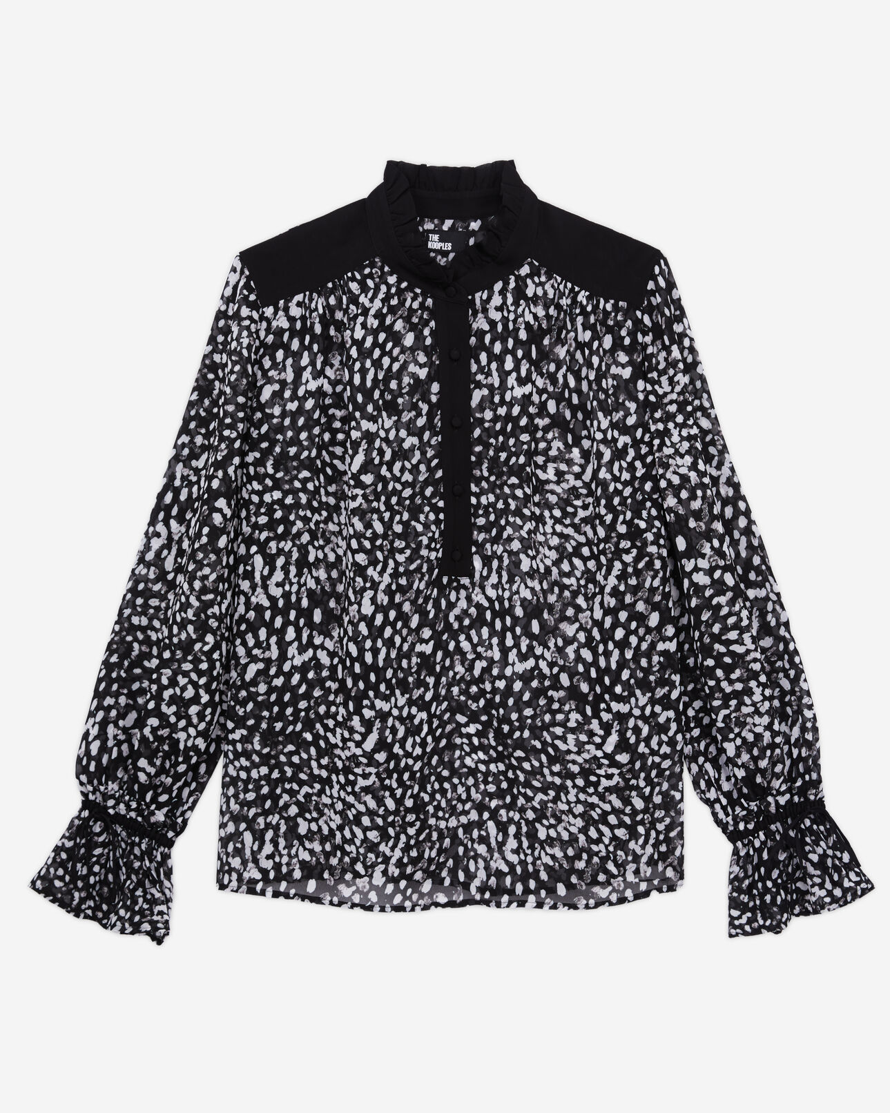 The Kooples WOMEN BLACK WHITE printed top with contrasting details
